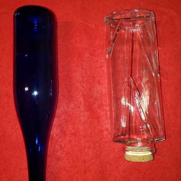 2 Collectors Bottles Cobalt Blue & Clear Decorative - Save $ - Picture 6 of 9